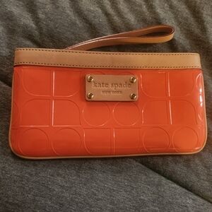 Kate Spade Orange and Tan Wristlet Clutch
